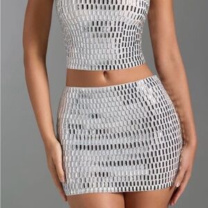 Embellished Low-Rise Micro Mini Skirt White